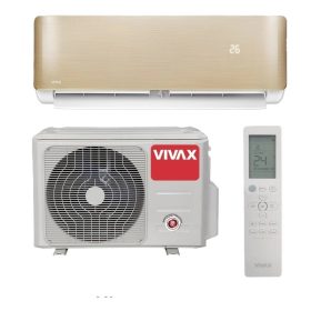 Vivax ACP‑12CH35AERI+ 3,5 kW R‑Design Gold split klíma arany előlappal, R32 gázzal, A+++/A++ energiaosztállyal, fűtésre optimalizált, WiFi előkészítéssel