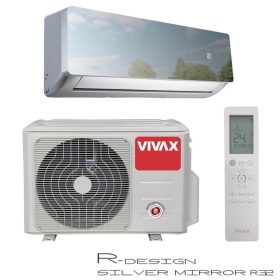 Vivax ACP‑12CH35AERI+ 3,5 kW R‑Design split klíma tükör-ezüst előlappal, R32 gázzal, A+++/A++ energiaosztállyal, fűtésre optimalizált, WiFi-ready