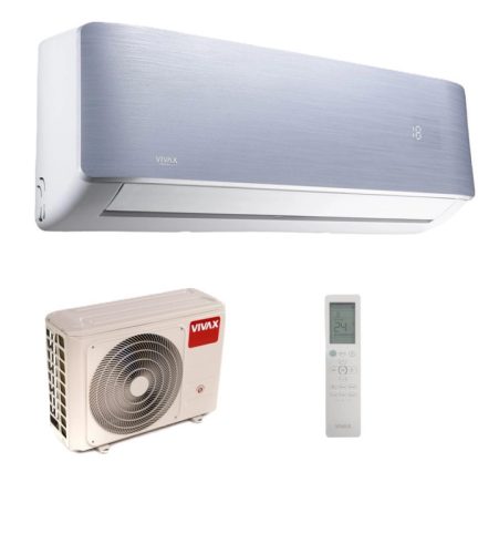 Vivax ACP‑12CH35AERI+ 3,5 kW R‑Design split klíma tükör-ezüst előlappal, R32 gázzal, A+++/A++ energiaosztállyal, fűtésre optimalizált, WiFi-ready