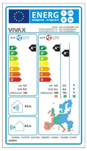 Vivax ACP-12CH35AERI+ R-Design+ - Silver 3,5kW split klíma, fűtésre optimalizált, A+++, -25°C-ig fűtés
