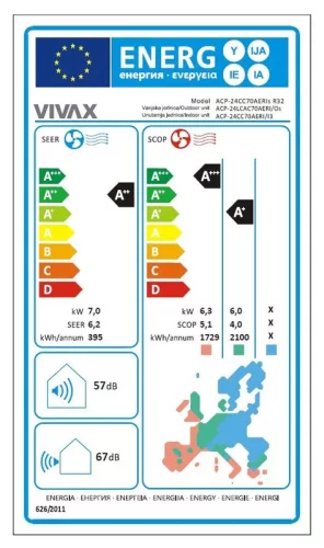 Vivax ACP-24CC70AERI+ LCAC kazettás 7kW split klíma