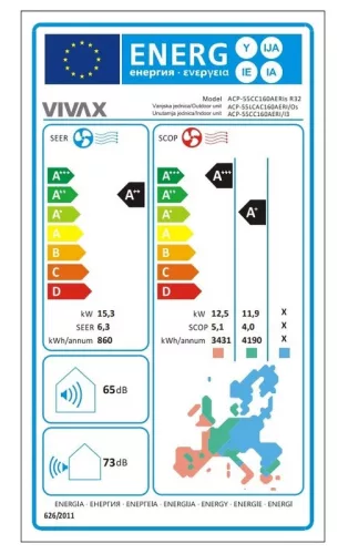 Vivax ACP-55CC160AERI LCAC kazettás 15,8kW split klíma