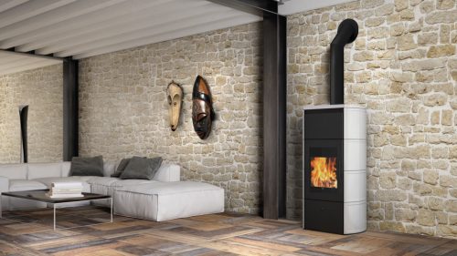 Edilkamin Flamma 14cs vízteres fatüzelésű kályha, zárt rendszerre, fehér, 14kW