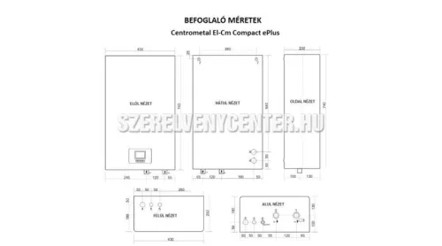 Centrometal El-Cm ePlus 18kW elektromos kazán könzponti fűtéshez, tágulási tartállyal és szivattyúval