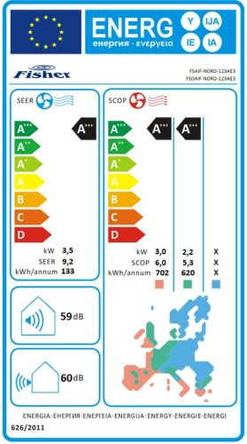 Fisher Nordic FSAIF-NORD-123AE3 / FSOAIF-NORD-123AE3 oldalfali split klíma 3.5 kW