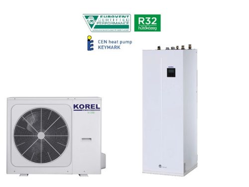 Korel Arctic K-Thermal MHA-V6W/D2N8-B HBT-A100/240CD30GN8-B split hőszivattyú 6kW, 1 fázisú, 3kW fűtőpatronnal, 240 Literes HMV tárolóval, R32