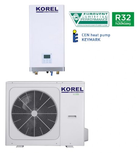 Korel Arctic K-Thermal MHA-V8W/D2N8-B HB-A100/CD30GN8-B split hőszivattyú 8kW, 1 fázisú, 3kW fűtőpatronnal, R32