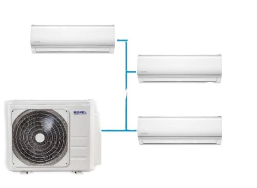 Korel Nexo multi-split klíma szett, 10,5 kW K4O-36HFN8 kültéri + 3db 3,5 kW KOR32-09HFN8 beltéri, csepptálca és karterfűtéssel