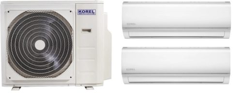 Korel Nexo multi-split klíma szett, 7,9 kW K3OA-27HFN8 kültéri + 2db 3,5 kW KOR32-12HFN8 beltéri, csepptálca és karterfűtéssel