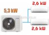 Korel Optimus Plus multi-split klíma szett, 5,3 kW K2OE-18HFN8 kültéri + 2db 2,6 kW KMA32-09FNX beltéri, csepptálca és karterfűtéssel