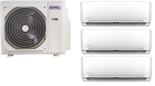 Korel Optimus Plus multi-split klíma szett, 10,5 kW K4O-36HFN8 kültéri + 3db 3,5 kW KMA32-12FNX beltéri, csepptálca és karterfűtéssel