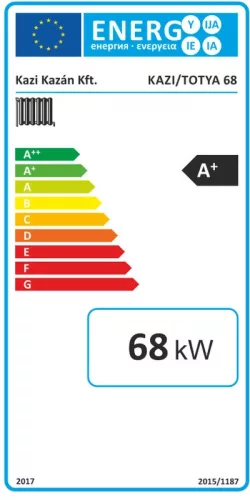 Totya Titán 4, 68kW (fa-farönk) vegyestüzelésű kazán, huzatszabályzóval, szigeteléssel, zárt fűtéskör