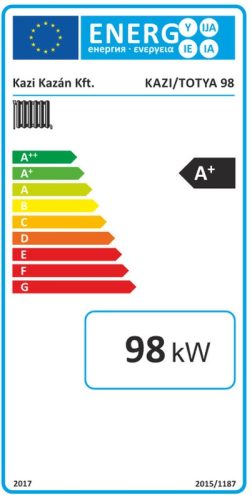 Totya Titán 6, 98kW (fa-farönk) vegyestüzelésű kazán, huzatszabályzóval, szigeteléssel, zárt fűtéskör