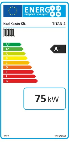 Totya Titán 2, 60-85kW (szalmabálás) vegyestüzelésű kazán, huzatszabályzóval, szigeteléssel, zárt fűtéskör