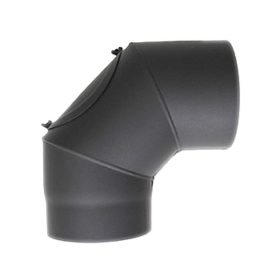   Acél 90 fokos füstcső könyök tisztítónyílással, átmérő 120mm, vegyestüzelésű kazánhoz, vastagfalú (2mm), fekete