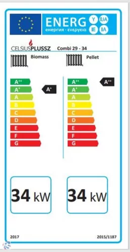 Celsius kazán Combi 29-34 pellet készlettel, 34kW fa/pellet (pelletégő 30kW)