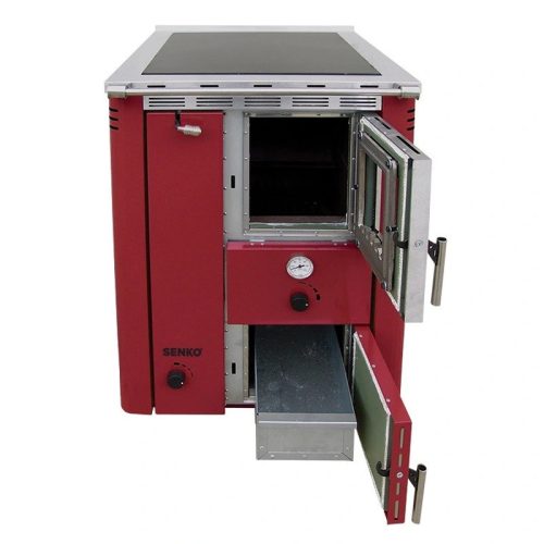 Senko C-20 (25 kW) tűzhely központi fűtéshez sütő nélkül, bordó (Sparhelt)