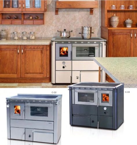 Senko C-35 (35 kW) tűzhely központi fűtéshez sütővel, antracit (Sparhelt)