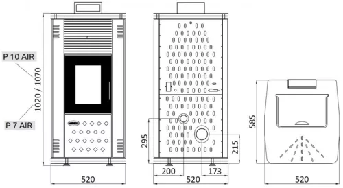 Senko P-10 Air, pellet tüzelésű kandalló 10 kW (PC3 krém)
