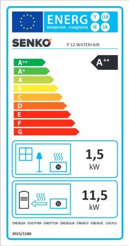 Senko P-12 Water+Air Modern, pellet tüzelésű kandalló központi fűtéshez 13 kW (PC2 bordó)