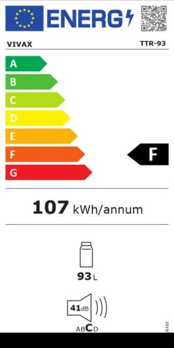 Vivax TTR-93 E egyajtós hűtőszekrény hidegen tartó rekesszel, fehér, 93 liter, A+