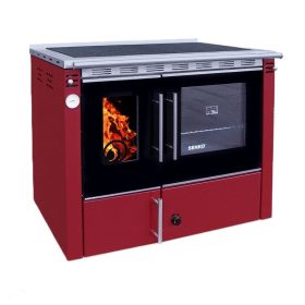   Senko C-25 Premium (25 kW) tűzhely központi fűtéshez sütővel, bordó (Sparhelt) Jobb/Bal PC-2