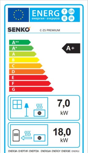 Senko C-25 Premium (25 kW) tűzhely központi fűtéshez sütővel, bézs (Sparhelt) Jobb/Bal PC-3