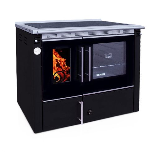 Senko C-25 Premium (25 kW) tűzhely központi fűtéshez sütővel, fekete (Sparhelt) Jobb/Bal PC-8