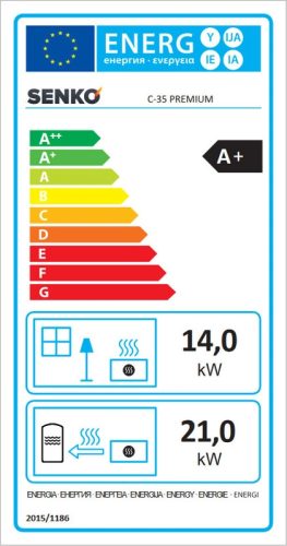 Senko C-35 Premium (35 kW) tűzhely központi fűtéshez sütővel, bordó (Sparhelt) Jobb/Bal