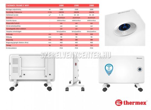 Thermex Frame 1500 EW elektromos konvektor (1500 Watt) WiFi vezérléssel, tartó lábakkal
