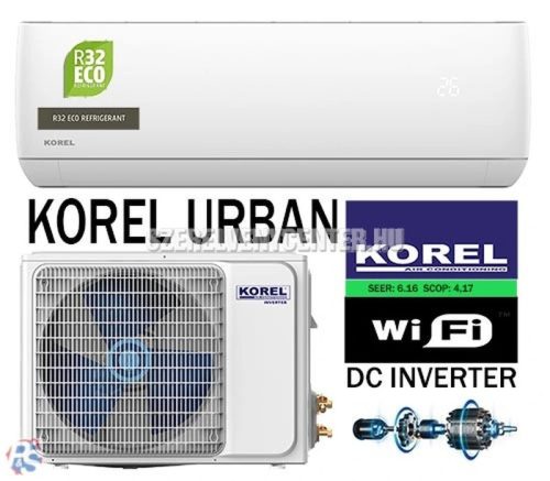 Korel Urban Plus KSAJA-12DCEG, mono split klíma oldalfali szett, 3,5 kW, WIFI, csepptálca fűtéssel, téliesített készülék 