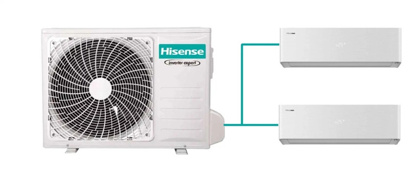 Hisense multi-split klíma szett 5kW (2AMW52U4RXC) kültéri egység + 2db, 2,6kW Energy Pro X White beltéri egység