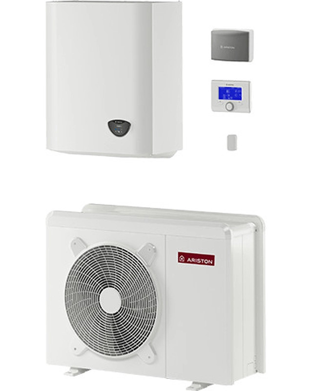 Ariston Nimbus Plus 120 M NET R32 (3301850) monoblokkos 12kW hőszivattyú, 1 fázisú, 6kW-os fűtőpatronnal, fali beltéri egységgel