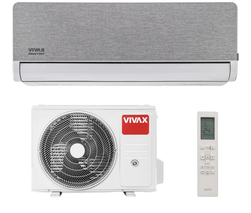 Vivax H+ Design Ezüst 3,5kW ACP-12CH35AEHI+ oldalfali split klíma, fűtésre optimalizált,  A+++, -25°C-ig fűtés