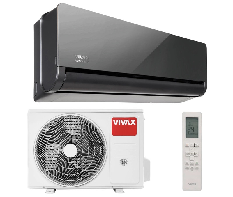 Vivax H+ Design Gray Mirror 5kW ACP-18CH50AEHI+ oldalfali split klíma, fűtésre optimalizált,  A++, -25°C-ig fűtés