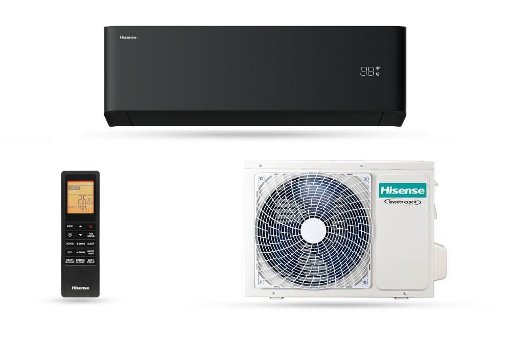 Hisense Uni HB 3,5 kW fekete, oldalfali split klíma (HB35XU0BG/AS35XU0EW)