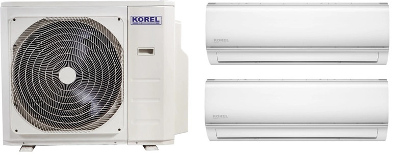 Korel Nexo multi-split klíma szett, 7,9 kW K3OA-27HFN8 kültéri + 2db 3,5 kW KOR32-12HFN8 beltéri, csepptálca és karterfűtéssel