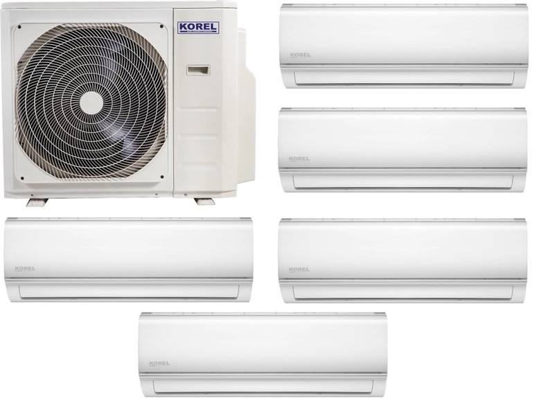 Korel Nexo multi-split klíma szett, 12,3 kW K5OE-42HFN kültéri + 5db 2,6 kW beltéri, csepptálca és karterfűtéssel
