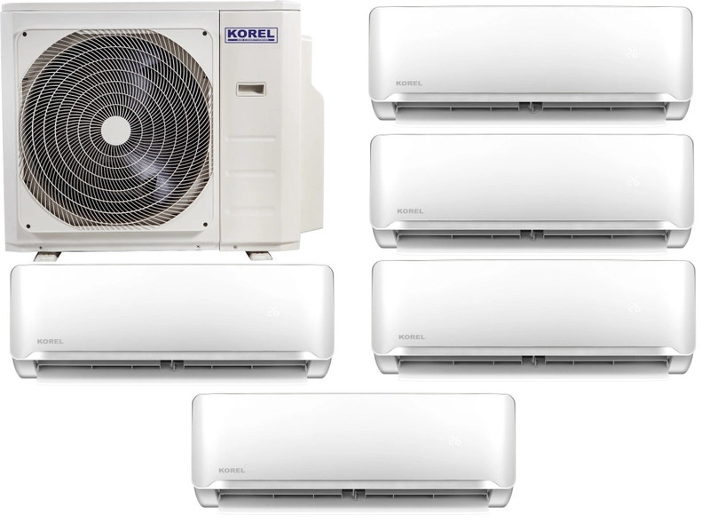 Korel Optimus Plus multi-split klíma szett, 12,3 kW K5OE-42HFN kültéri + 5db 2,6 kW beltéri, csepptálca és karterfűtéssel