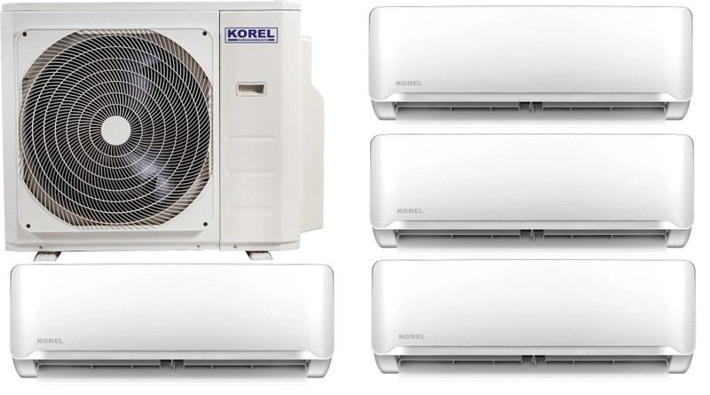 Korel Optimus Plus multi-split klíma szett, 12,3 kW K5OE-42HFN kültéri + 2db 2,6 kW +2db 3,5kW beltéri, csepptálca és karterfűtéssel